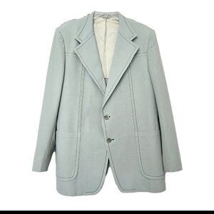 Vtg Johnny Miller Blazer Sz 46L Mint Green Two Button Dress Jacket Polyester